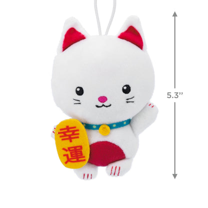 Lucky Cat, Plush Fabric - Hallmark Christmas Ornament