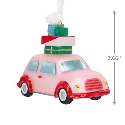 Signature Pink Car With Presents, Blown Glass - Hallmark Christmas Ornament