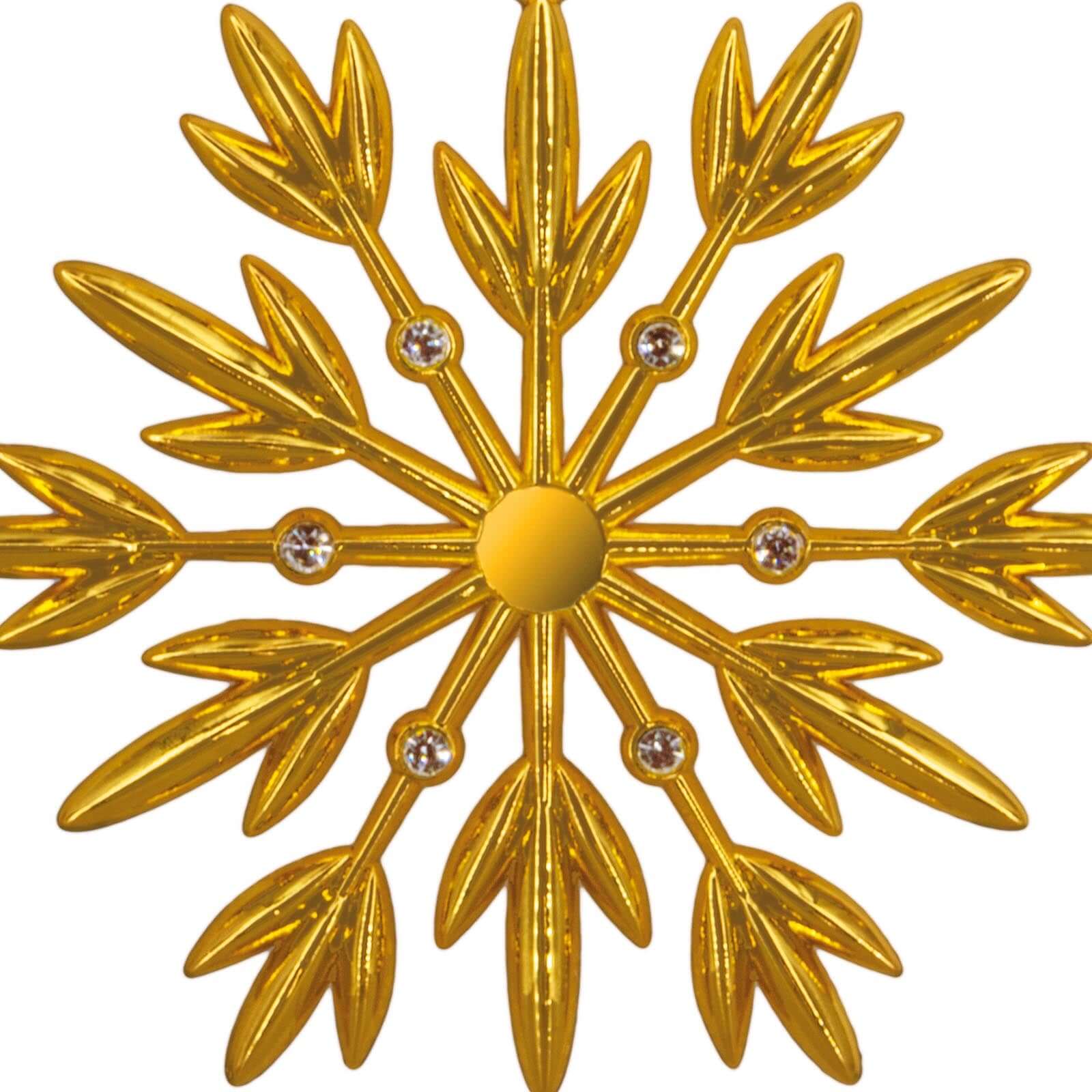 Signature Gold Snowflake, Metal - Hallmark Christmas Ornament with gemstone accents, close-up view showcasing detailed design.
