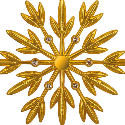 Signature Gold Snowflake, Metal - Hallmark Christmas Ornament with gemstone accents, close-up view showcasing detailed design.