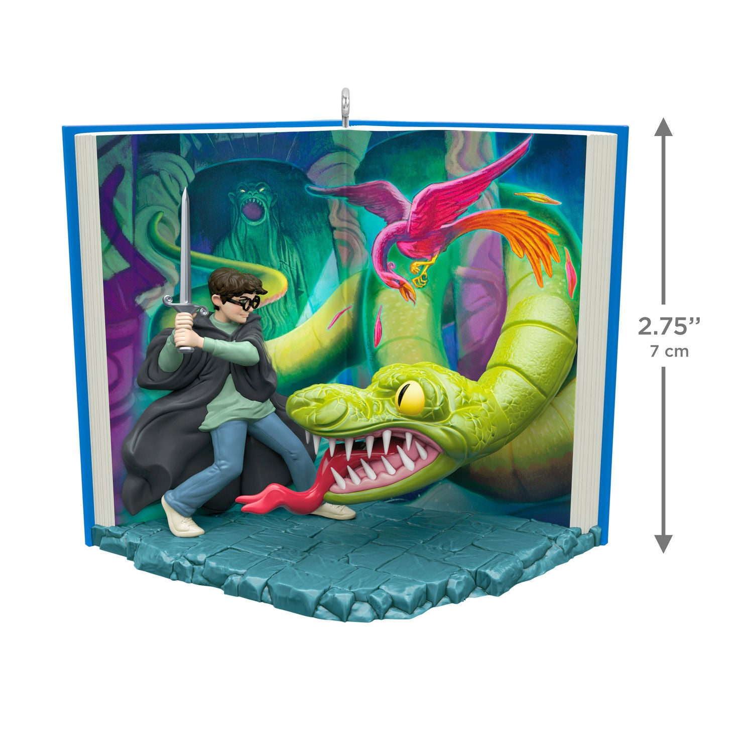 Harry Potter and the Chamber of Secrets™ Defeating the Basilisk — 2026 Hallmark Keepsake Christmas Ornament, 3D book design with Harry confronting Basilisk.