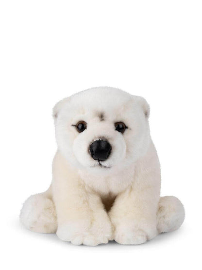 WWF Polar Bear Floppy - 23 cm - 9" plush toy with realistic features, sitting pose, soft white fur and stitched detailing.