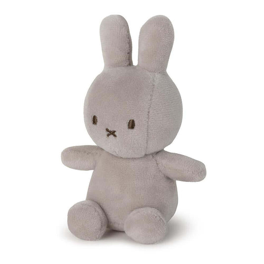 Lucky Miffy Sitting Grey in giftbox - 10 cm - 4", plush toy with soft texture and rounded features, displayed upright.