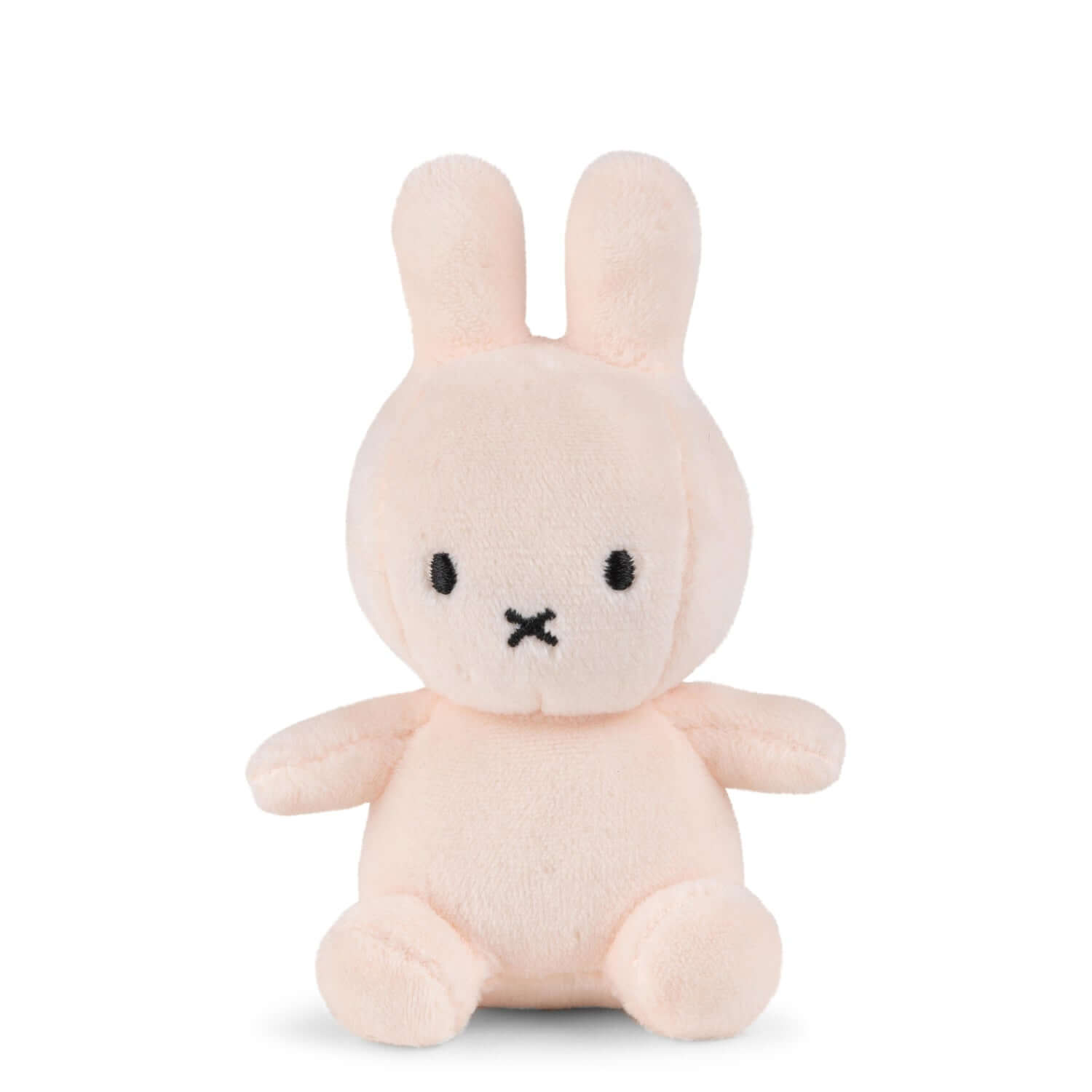 Lucky Miffy Sitting Pink in giftbox - 10 cm - 4" plush rabbit with soft fabric, sitting pose, front view, handcrafted details.