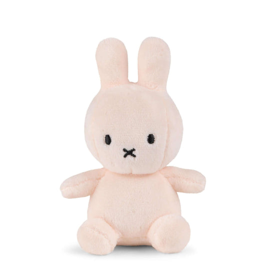 Lucky Miffy Sitting Pink in giftbox - 10 cm - 4" plush rabbit with soft fabric, sitting pose, front view, handcrafted details.