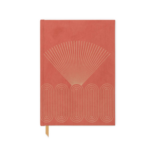 Bright Terracotta Radiant Rays-Bookcloth Cover Book Bound, 5.75''x8.125''