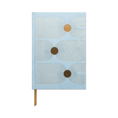 Hard Cover Suede Cloth Journal W/Pocket - Arch Dot Blue
