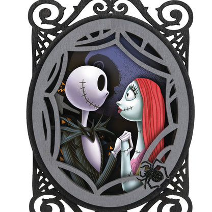 Disney Tim Burton's The Nightmare Before Christmas, Jack and Sally Papercraft — Hallmark Keepsake Christmas Ornament, intricate design of Jack and Sally inside a decorative frame