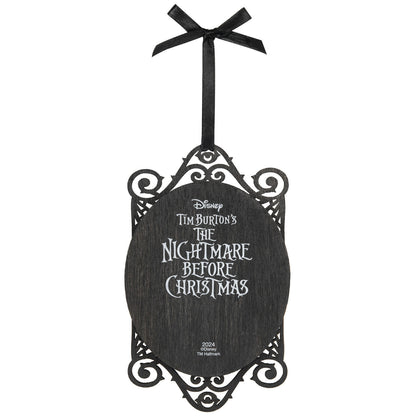 Disney Tim Burton's The Nightmare Before Christmas, Jack and Sally Papercraft — Hallmark Keepsake Christmas Ornament with intricate black lace frame and ribbon.