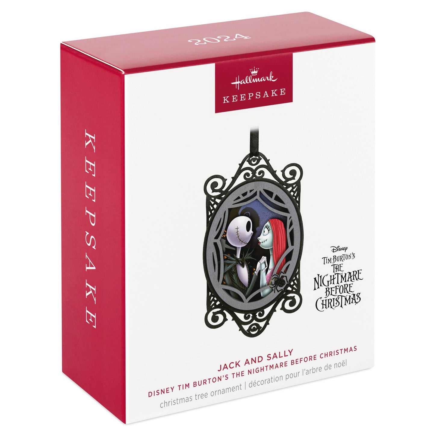 Disney Tim Burton's The Nightmare Before Christmas, Jack and Sally papercraft Hallmark Keepsake Christmas ornament in gift packaging.