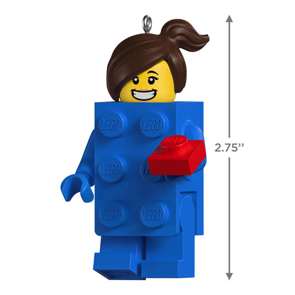 LEGO® Minifigure, Brick Suit Girl — 2025 Hallmark Keepsake Christmas Ornament, blue body with red brick detail, 2.75-inch height