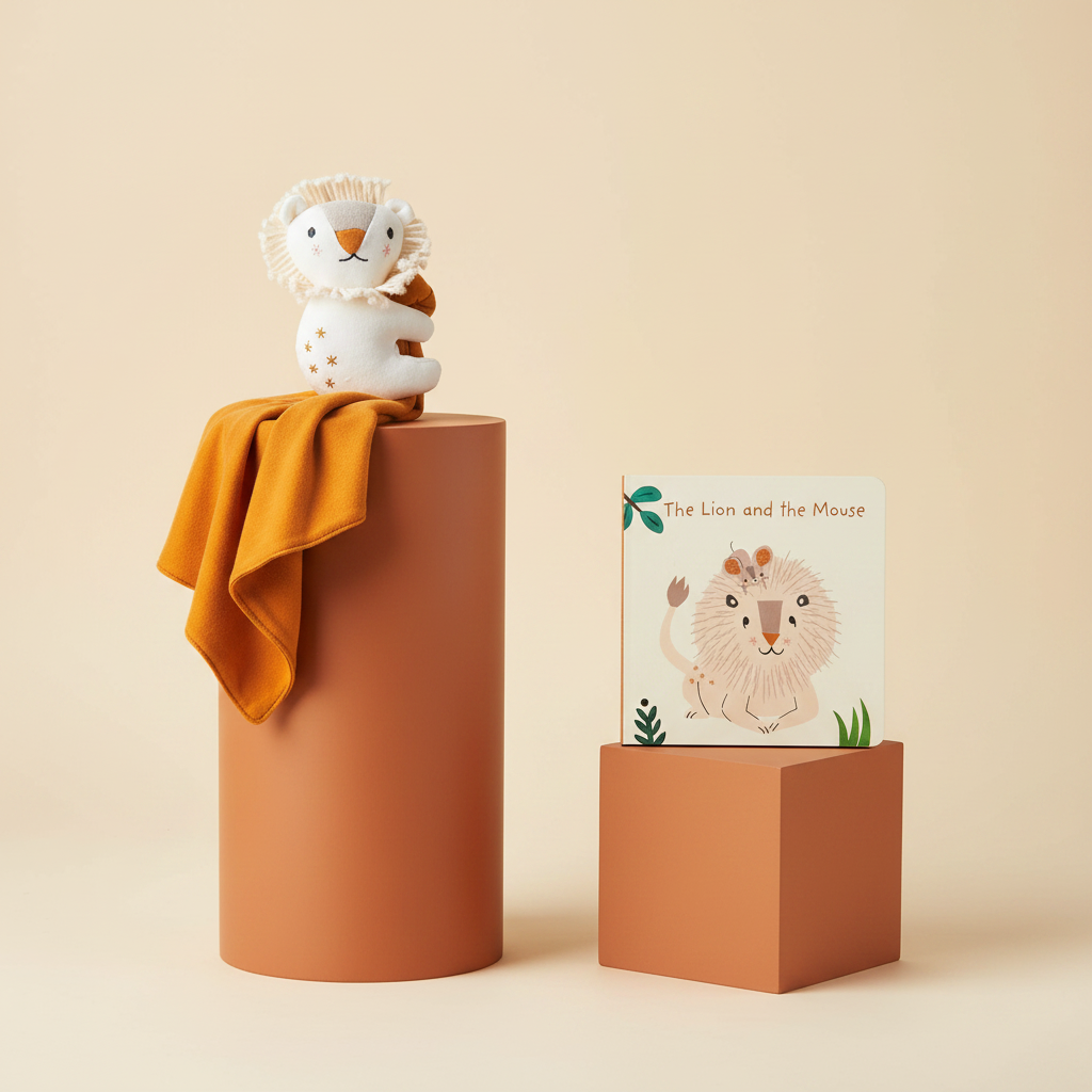 The Lion and the Mouse Board Book and Lion Lovey Blanket Set