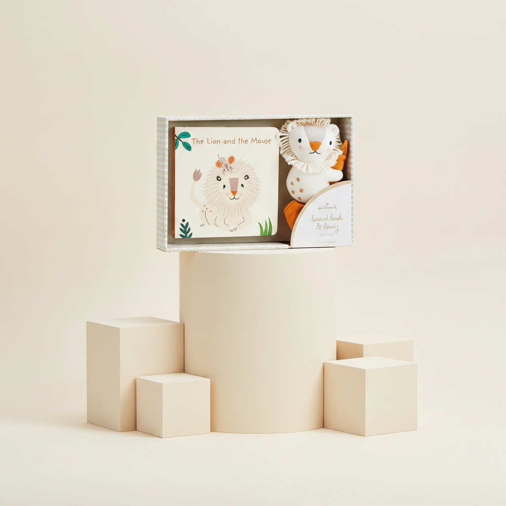 The Lion and the Mouse Board Book and Lion Lovey Blanket Set
