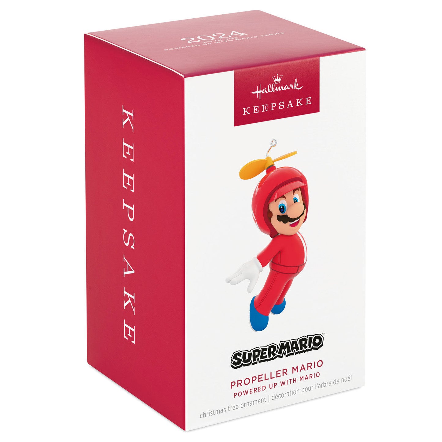 Nintendo Super Mario™ Powered Up With Mario Propeller Mario — Hallmark Keepsake Christmas Ornament in gift box with branding details.