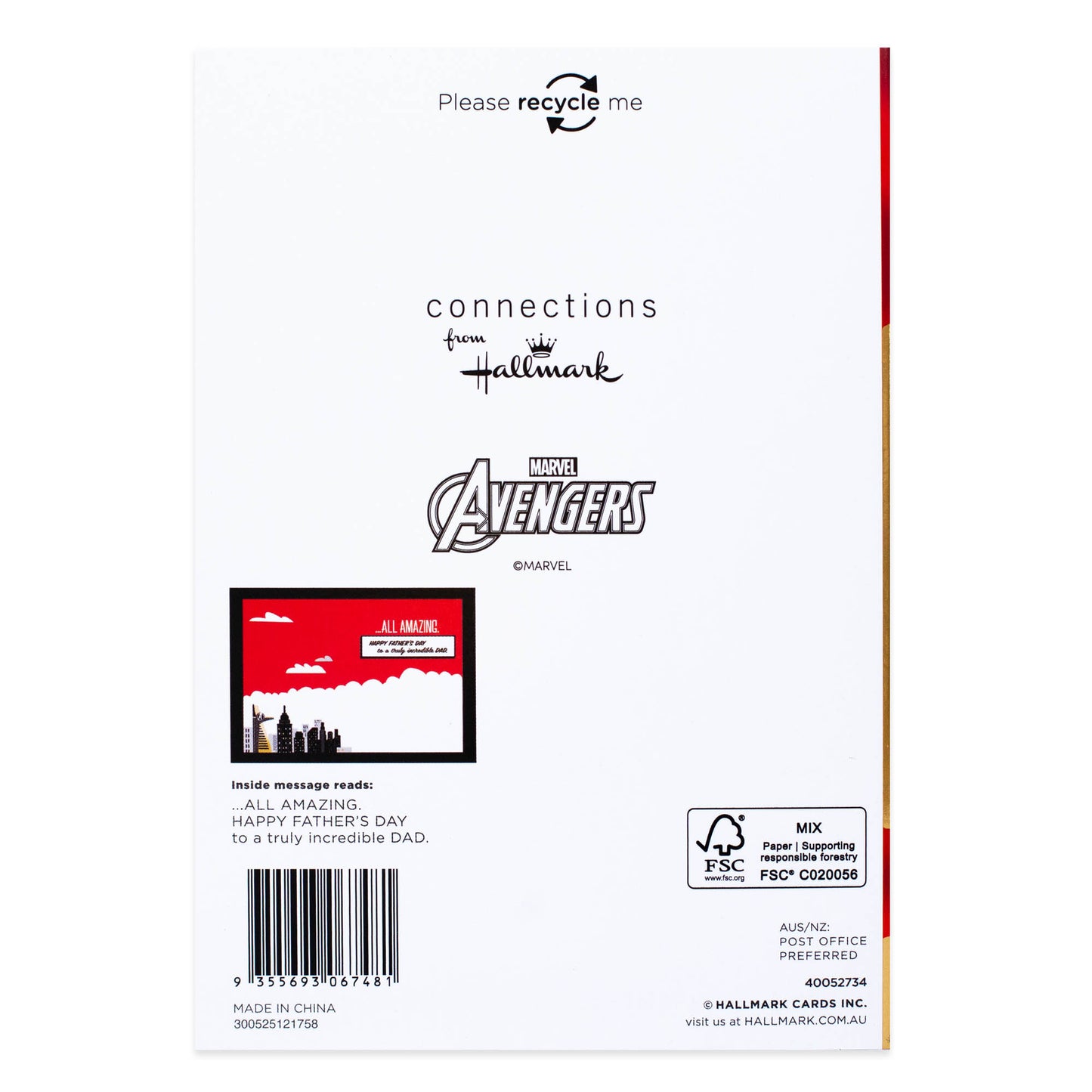 Connections from Hallmark Marvel Avengers Father's Day Card - Part Dad, Part Superhero
