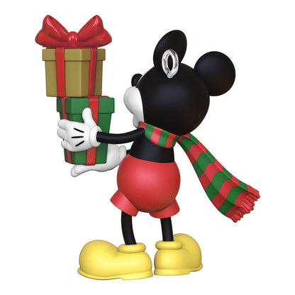 Disney Mickey Mouse, Mickey's Special Delivery (Miniature) — Hallmark Keepsake Christmas Ornament, holding wrapped gifts with festive scarf, side view