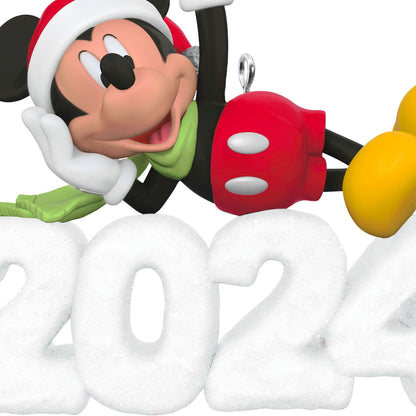 Disney Mickey Mouse, A Year of Disney Magic — Hallmark Keepsake Christmas Ornament, plastic, playful design with snowy '2024' detail