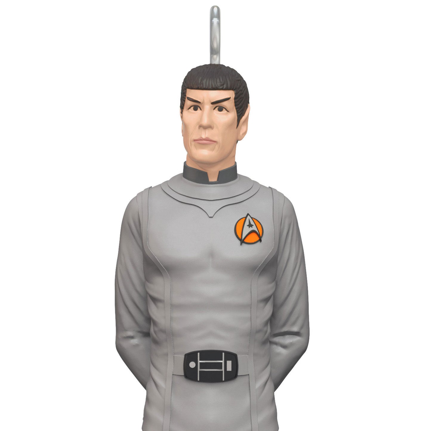 Star Trek™: The Motion Picture Spock (Miniature) — Hallmark Keepsake Christmas Ornament, plastic, grey uniform, front view, detailed design.