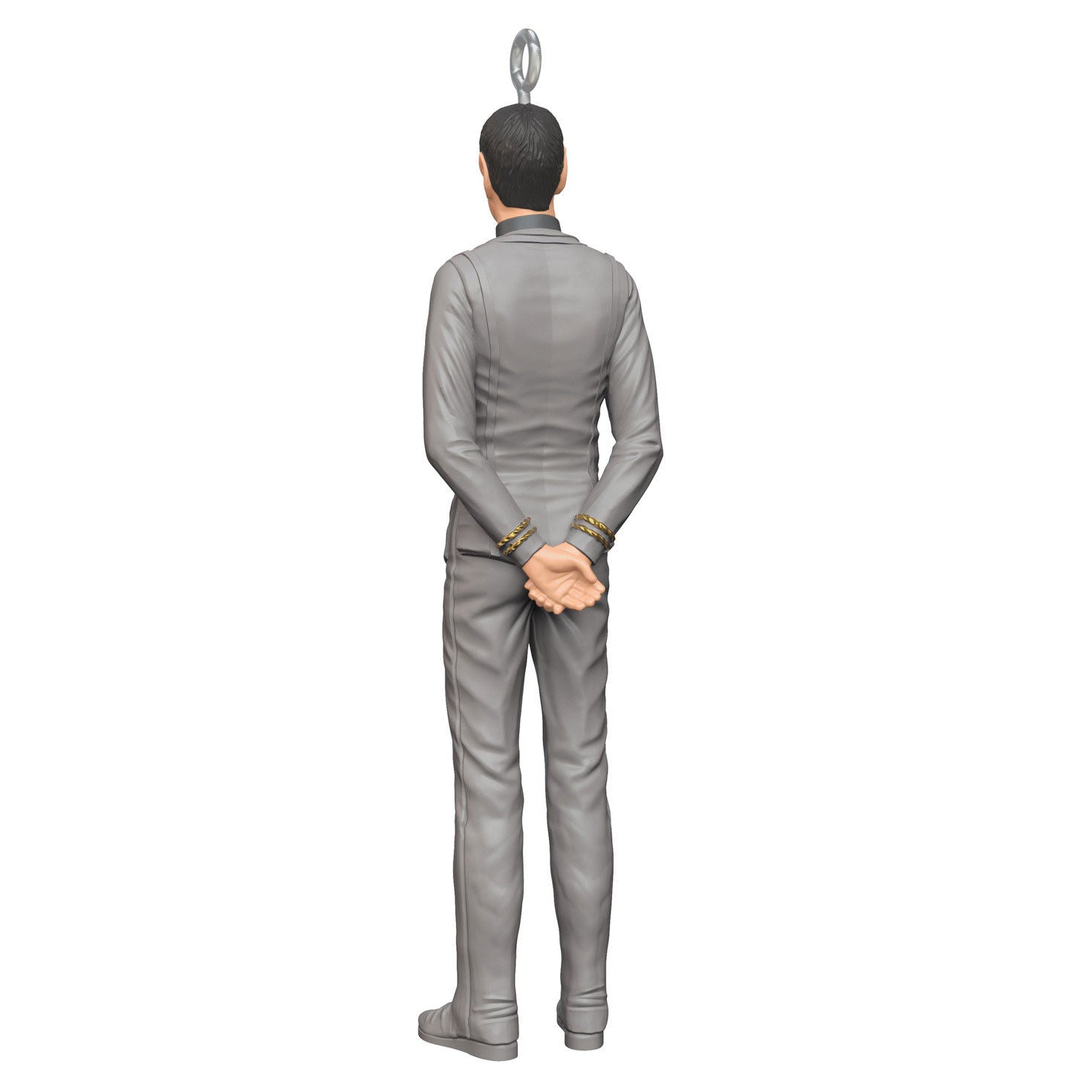 Star Trek™: The Motion Picture Spock (Miniature) — Hallmark Keepsake Christmas Ornament, grey Starfleet uniform, detailed back view.