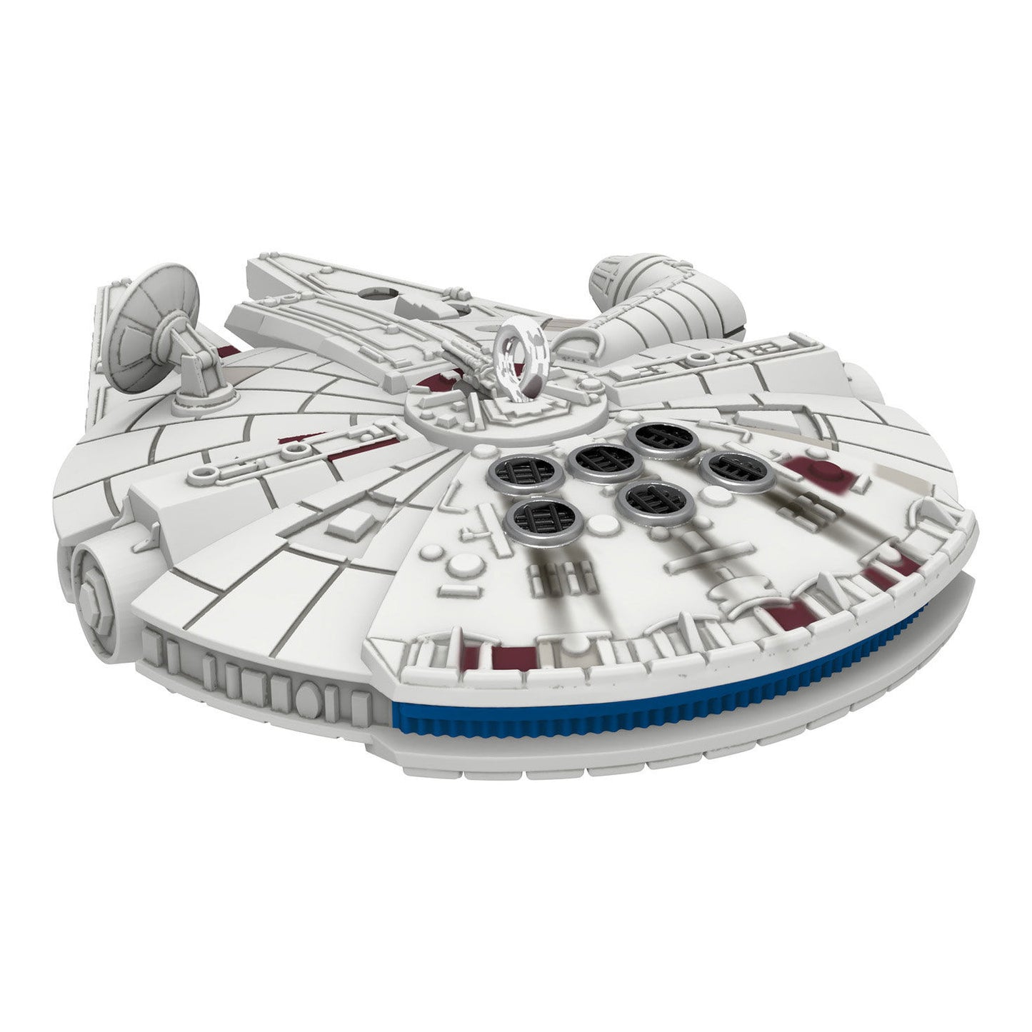 Star Wars™ Millennium Falcon™ (Miniature) — Hallmark Keepsake Christmas Ornament, detailed plastic model, flat lay view.