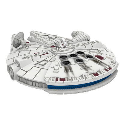 Star Wars™ Millennium Falcon™ (Miniature) — Hallmark Keepsake Christmas Ornament, detailed plastic model, flat lay view.