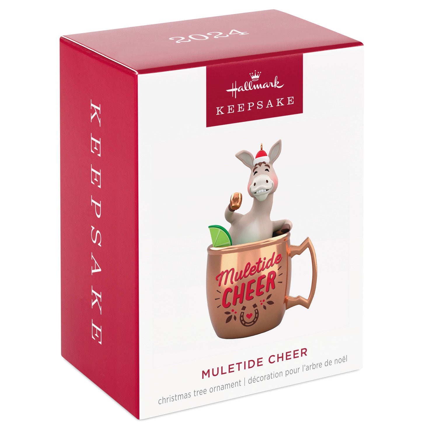 Muletide Cheer — Hallmark Keepsake Christmas Ornament in packaging, featuring a mule in a copper mug, artist-crafted by Matt Johnson.