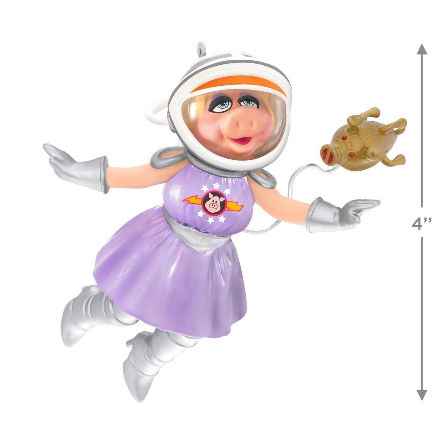 Disney The Muppets, First Mate Piggy and The Swinetrek — Hallmark Keepsake Christmas Ornament in space suit, 10 cm tall, suspended with space prop.
