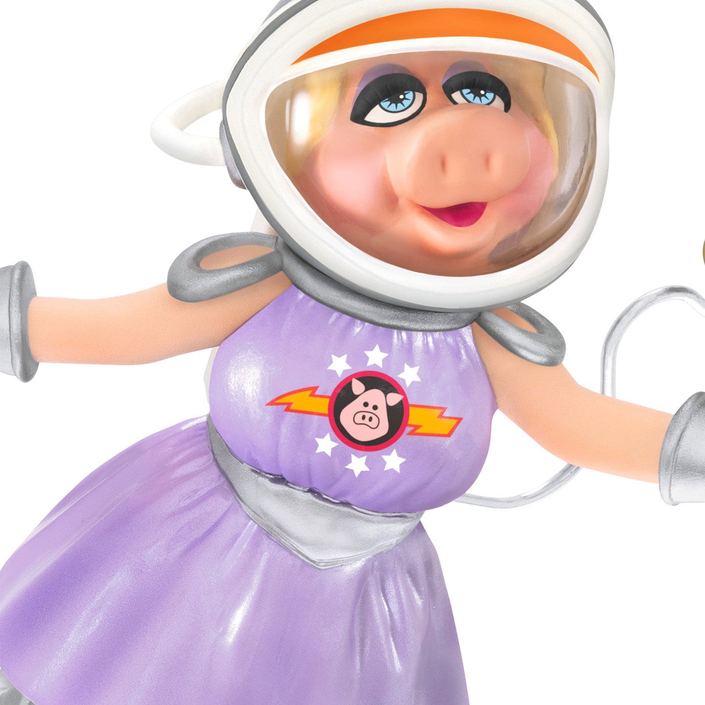 Disney The Muppets, First Mate Piggy and The Swinetrek — Hallmark Keepsake Christmas Ornament, close up of Miss Piggy in a purple astronaut outfit.