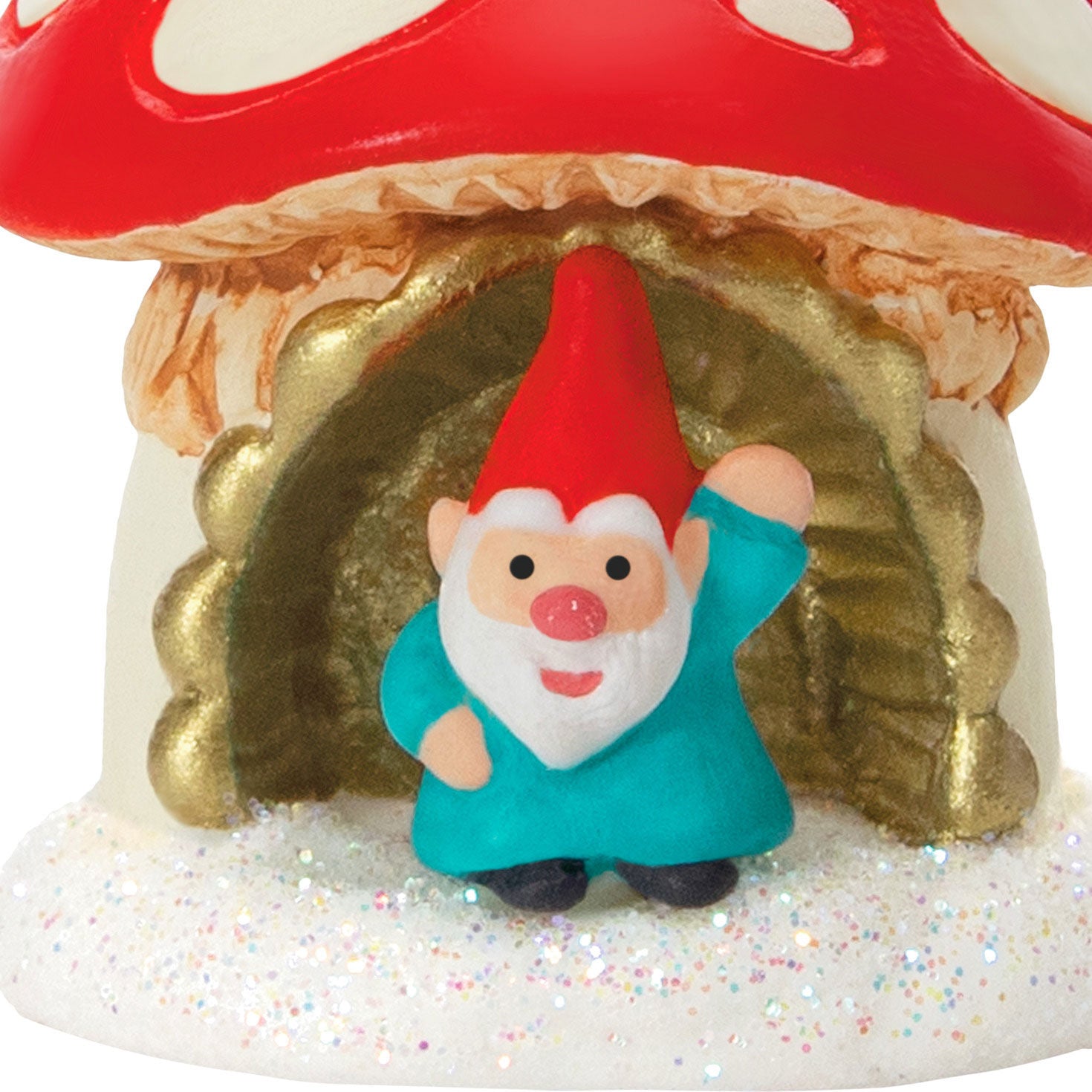A World Within (Miniature) — Hallmark Keepsake Christmas Ornament featuring a friendly gnome in a mushroom hut, detailed and colourful.