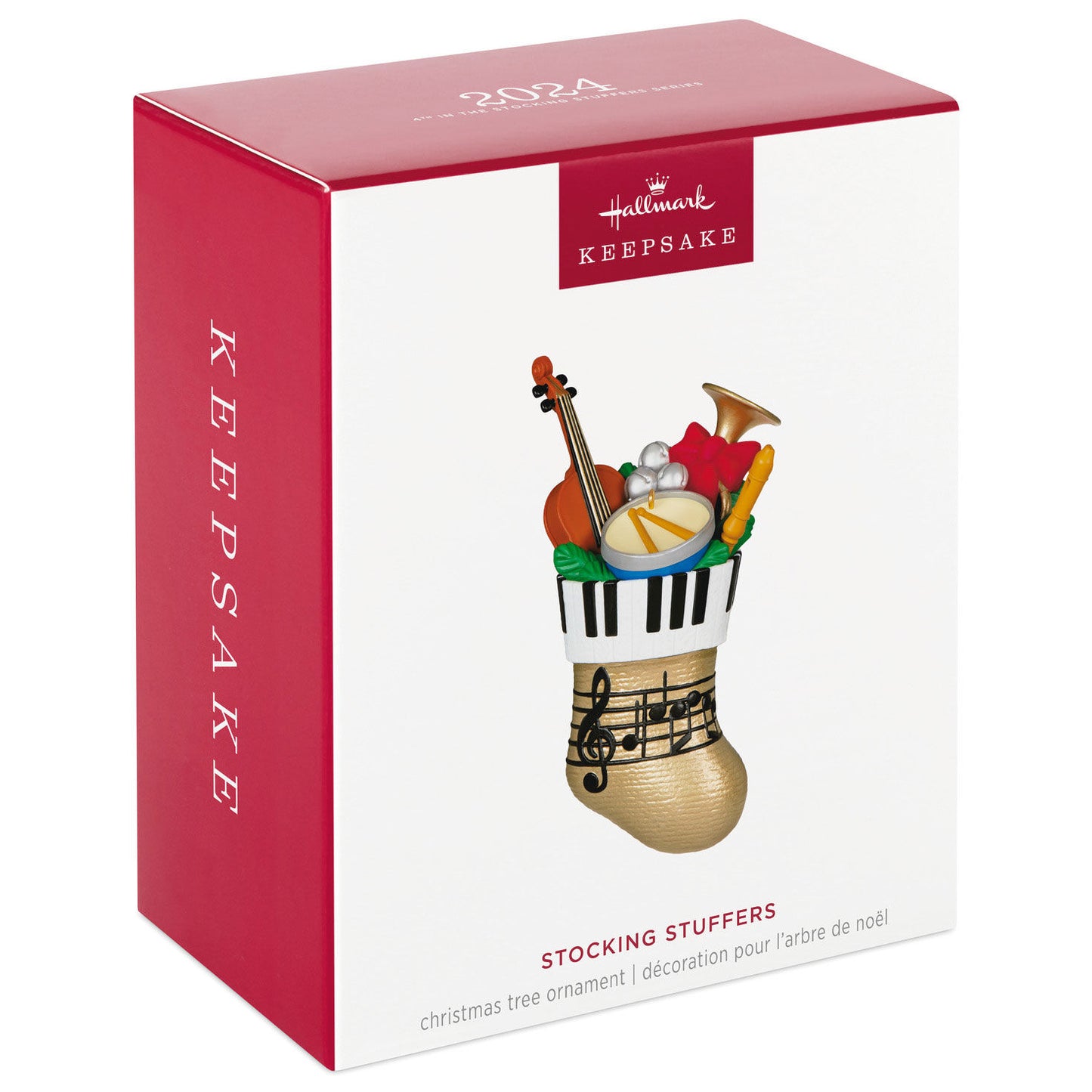 Stocking Stuffers — Hallmark Keepsake Christmas ornament gift box featuring musical instruments and festive design details.