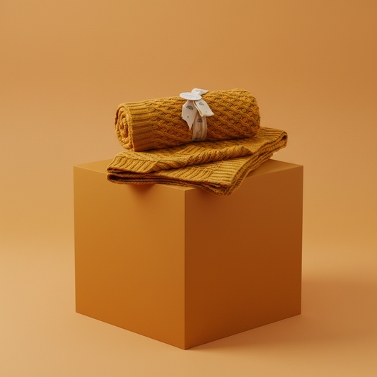 Honey Basket Weave Knit Blanket