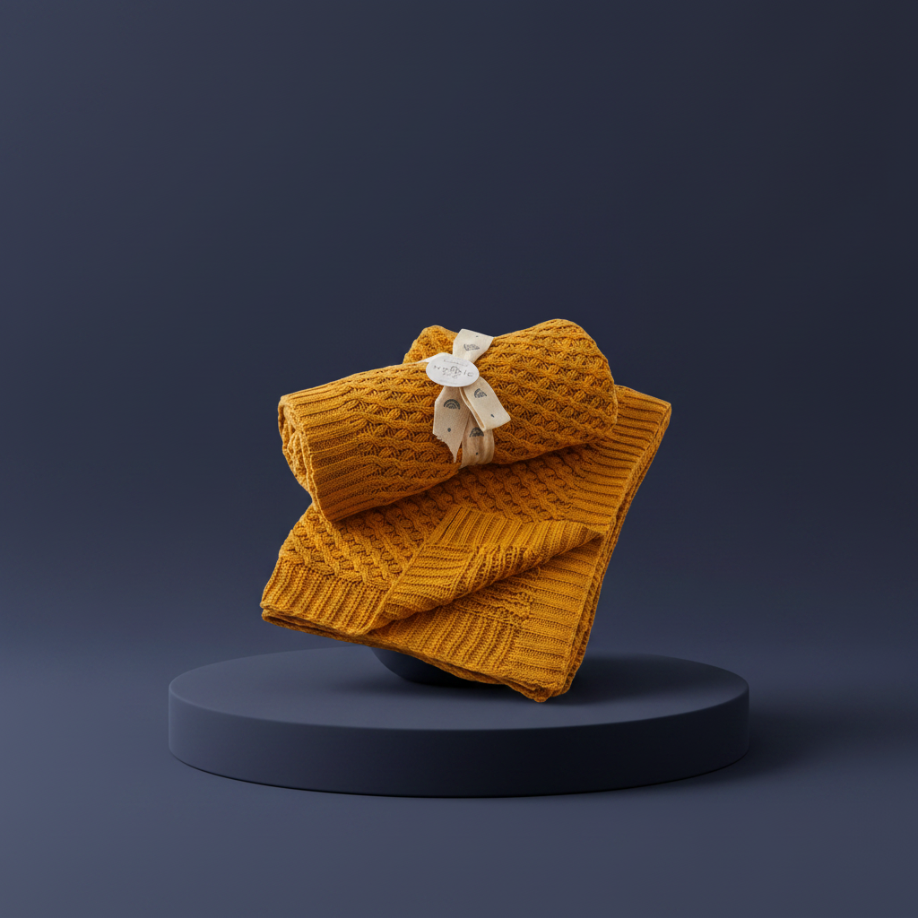 Honey Basket Weave Knit Blanket