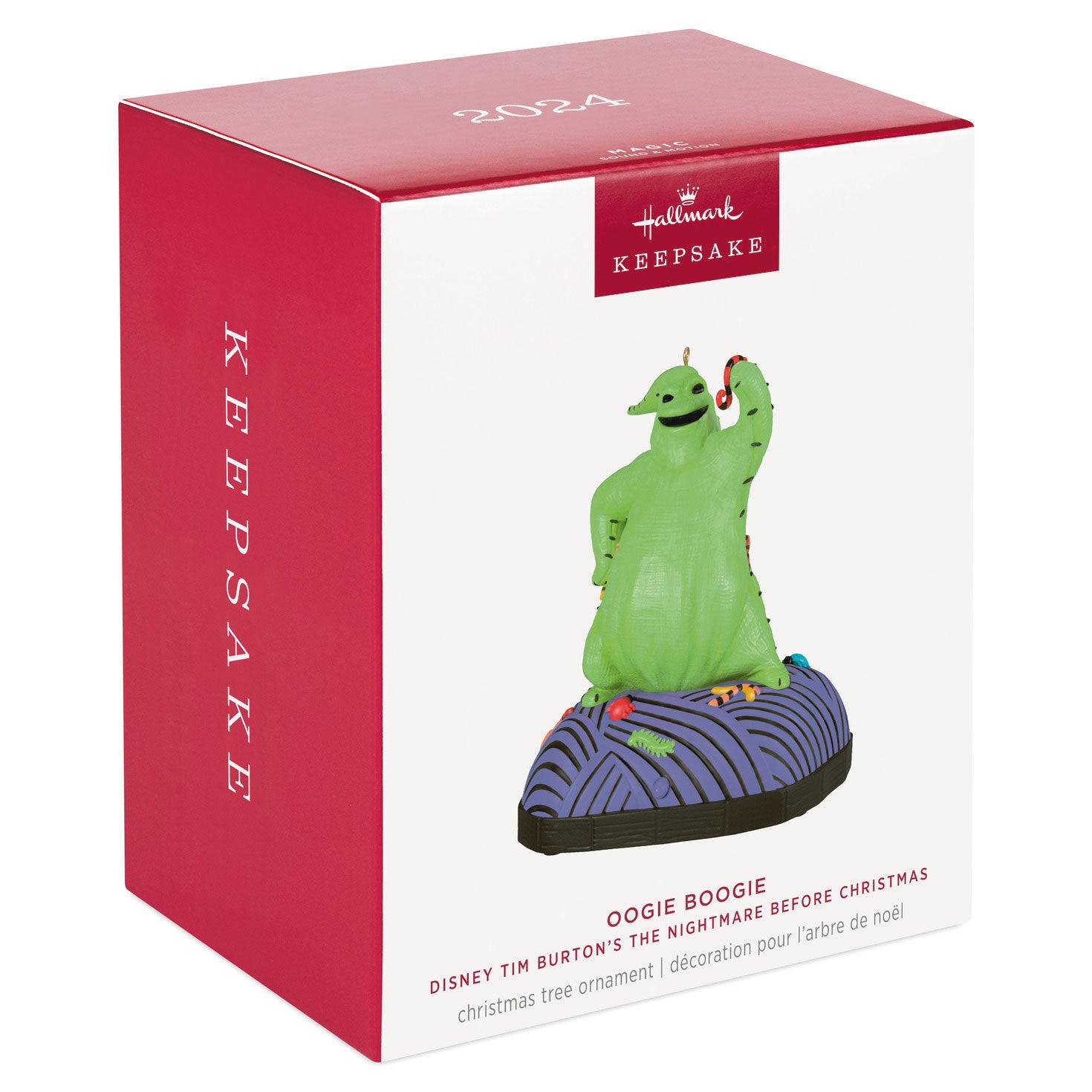 Disney Tim Burton's The Nightmare Before Christmas, Oogie Boogie With Sound and Motion — Hallmark Keepsake Christmas Ornament in gift box.