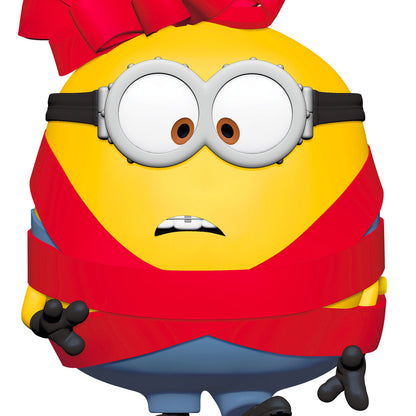 Minions Otto’s Merry Mayhem With Sound — 2026 Hallmark Keepsake Christmas Ornament featuring Otto wrapped in a red ribbon with a big bow.