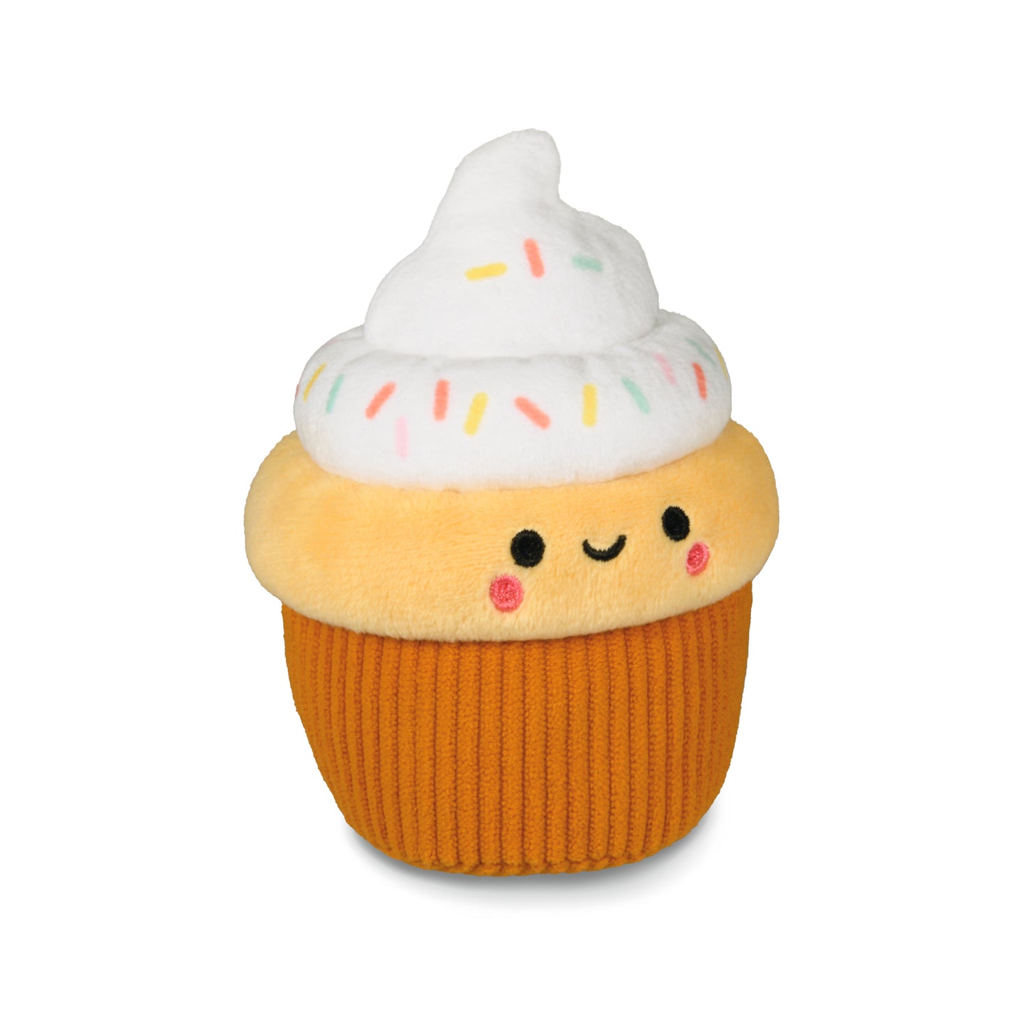 Cupcake Plush Gift Card Holder, soft stuffed cupcake with sprinkles, front view, adorable and colourful design