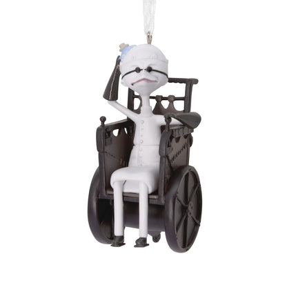 Hallmark Christmas Ornament - Disney Tim Burton's The Nightmare Before Christmas Dr. Finkelstein, seated in a wheelchair with a white and black design.