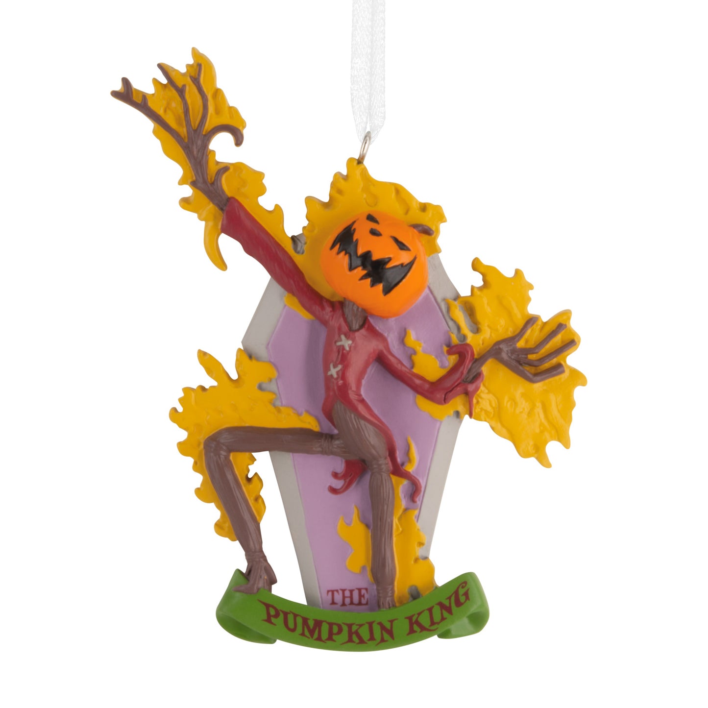 Hallmark Christmas Ornament - Disney Tim Burton's The Nightmare Before Christmas The Pumpkin King, colorful character design featuring Jack Skellington, angled view