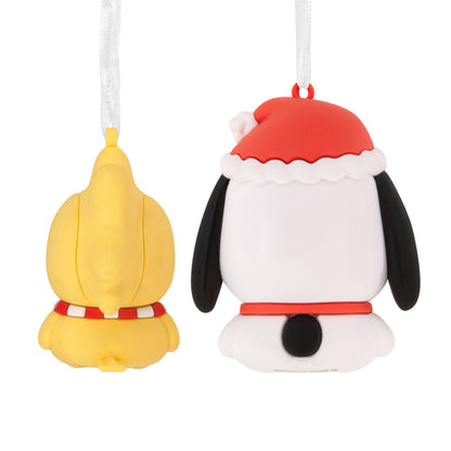 Peanuts® Better Together Holiday Snoopy and Woodstock — Hallmark Christmas Ornament, back view showing colourful detailing and festive accessories.
