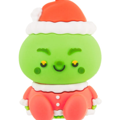 Better Together Dr. Seuss's How the Grinch Stole Christmas! Grinch and Max Magnetic, Set of 2 - Hallmark Christmas Ornament, stylised green Grinch in Santa hat, close up.