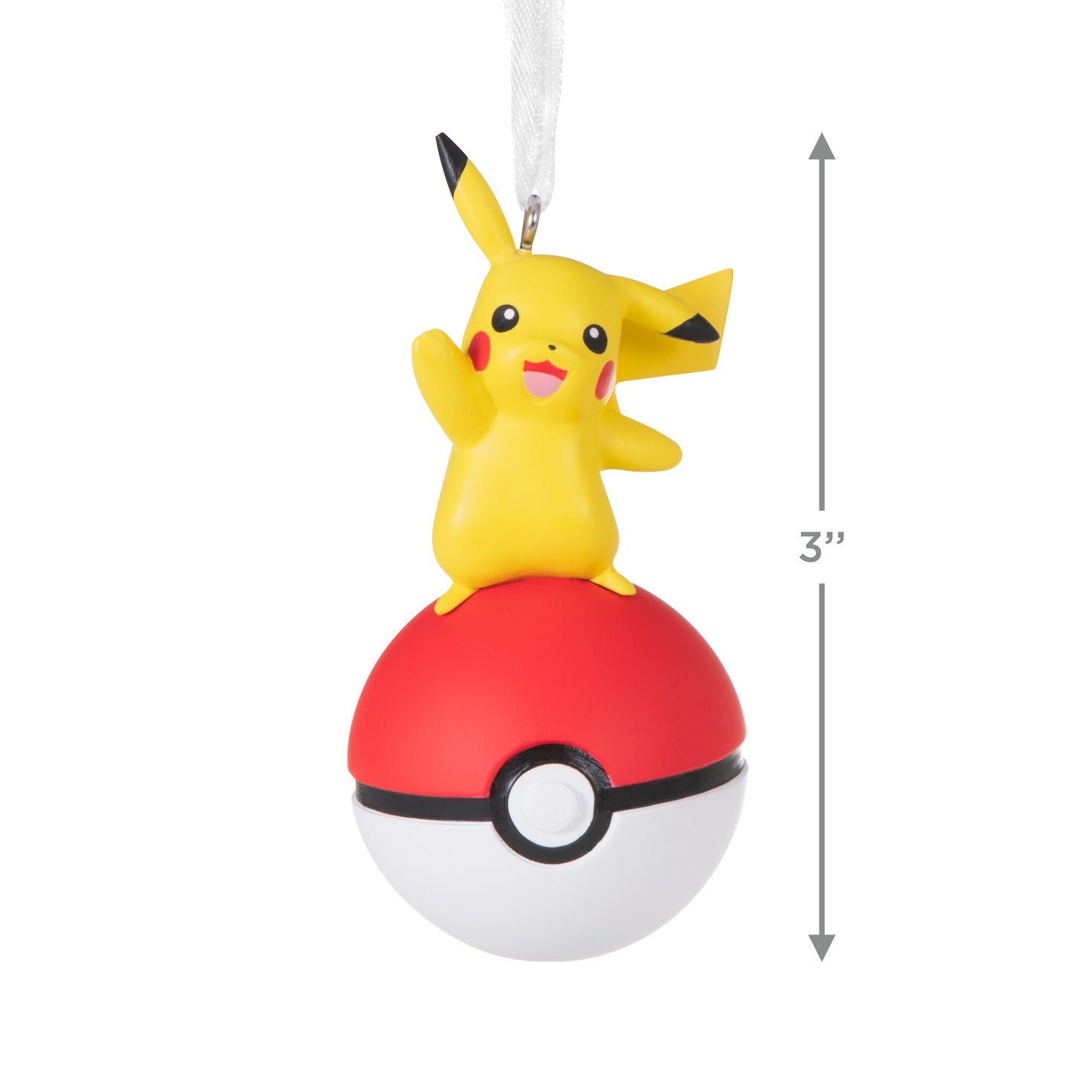 Hallmark Christmas Ornament - Pokémon Pikachu on Poké Ball, 3-inch, featuring Pikachu waving atop a red-and-white Poké Ball.