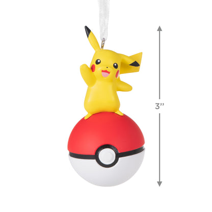 Hallmark Christmas Ornament - Pokémon Pikachu on Poké Ball, 3-inch, featuring Pikachu waving atop a red-and-white Poké Ball.
