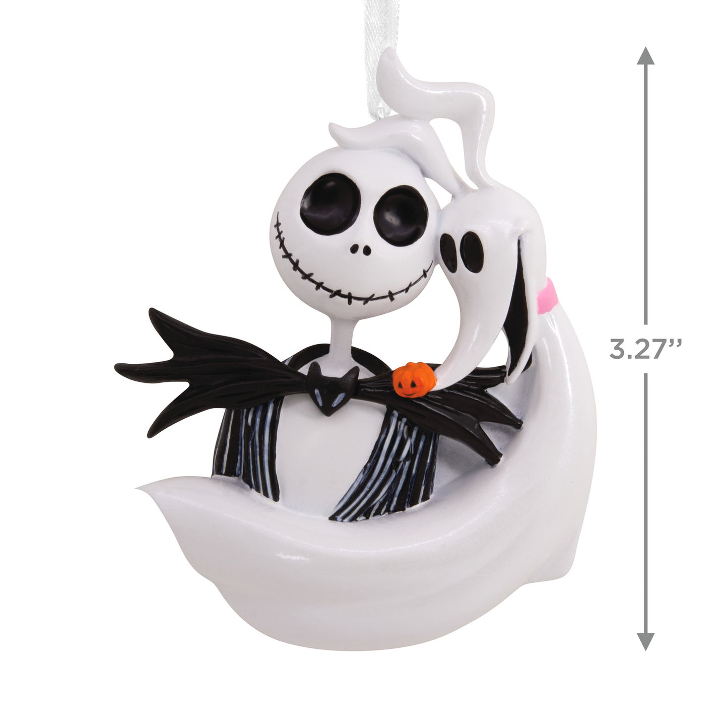 Hallmark Christmas Ornament - Disney Tim Burton's The Nightmare Before Christmas Jack Skellington and Zero close up, 3.27 inch, detailed design.