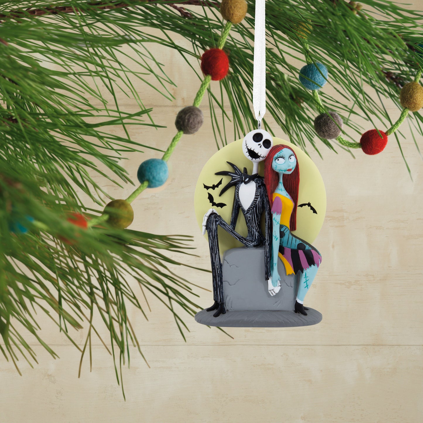 Hallmark Christmas Ornament - Disney Tim Burton's The Nightmare Before Christmas Jack and Sally on Tombstone