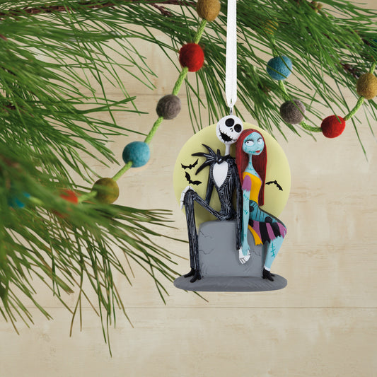 Hallmark Christmas Ornament - Disney Tim Burton's The Nightmare Before Christmas Jack and Sally on Tombstone