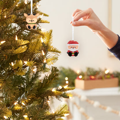 Better Together Santa and Reindeer Magnetic, Shatterproof, Set of 2 - Hallmark Christmas Ornament hanging on a decorated tree.