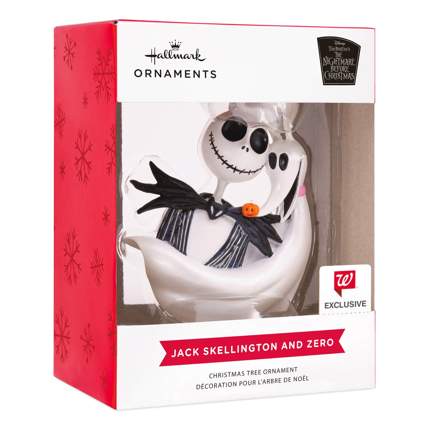 Hallmark Christmas ornament - Disney Tim Burton's The Nightmare Before Christmas Jack Skellington and Zero in packaging.