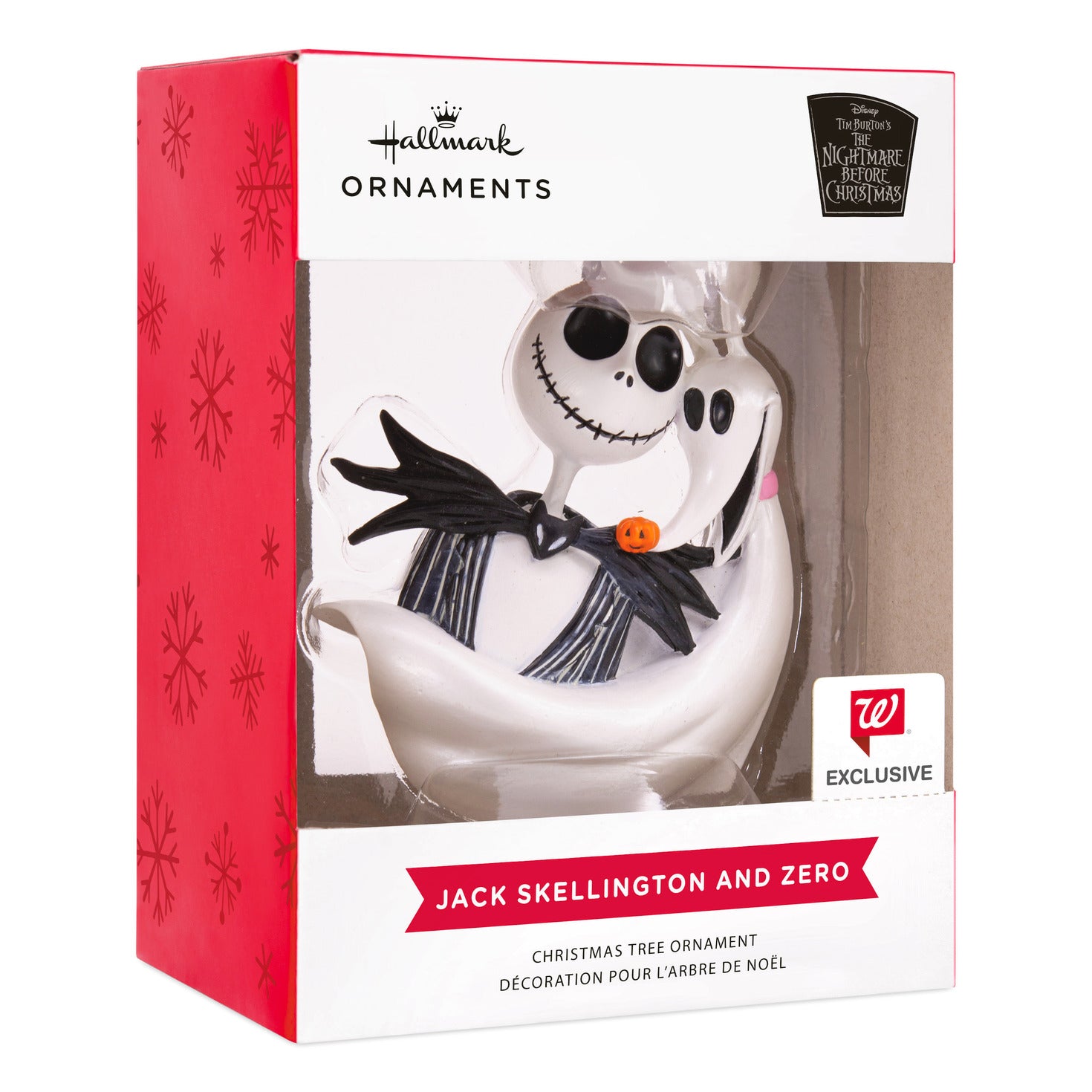 Hallmark Christmas ornament - Disney Tim Burton's The Nightmare Before Christmas Jack Skellington and Zero in packaging.