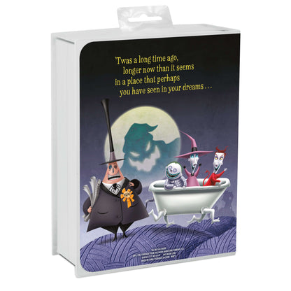Disney Tim Burton's The Nightmare Before Christmas Jack and Sally With Tombstones, Set of 2 - Hallmark Christmas Ornament packaging featuring iconic characters and moonlit backdrop.