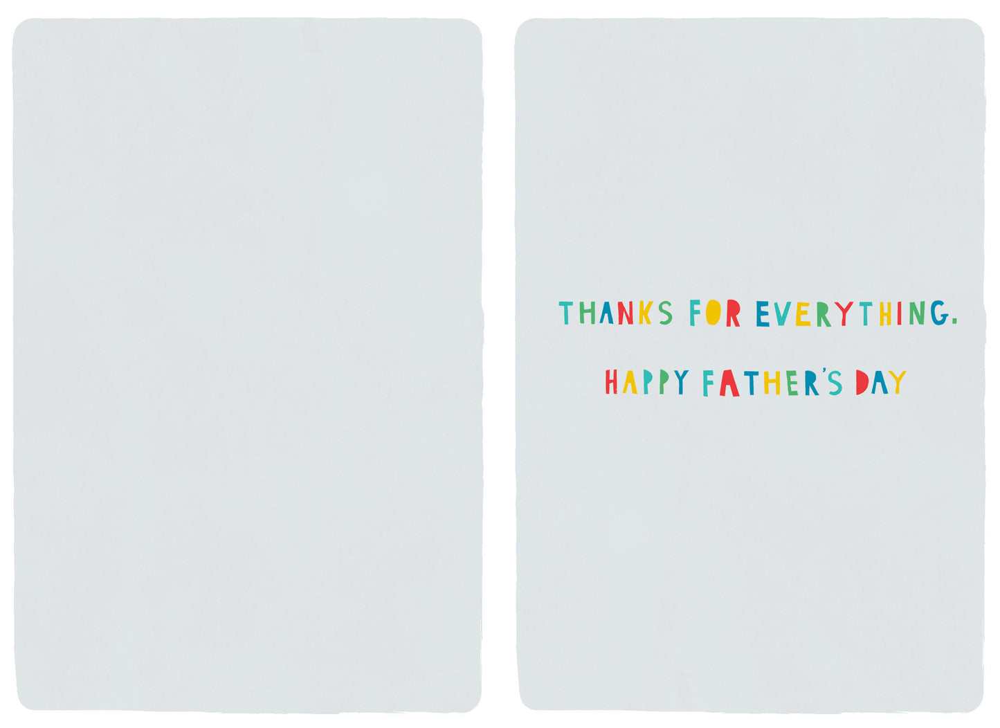 Hallmark Father's Day Card - Rainbow Acceptance, colourful text design, flat lay view showing front and back covers.