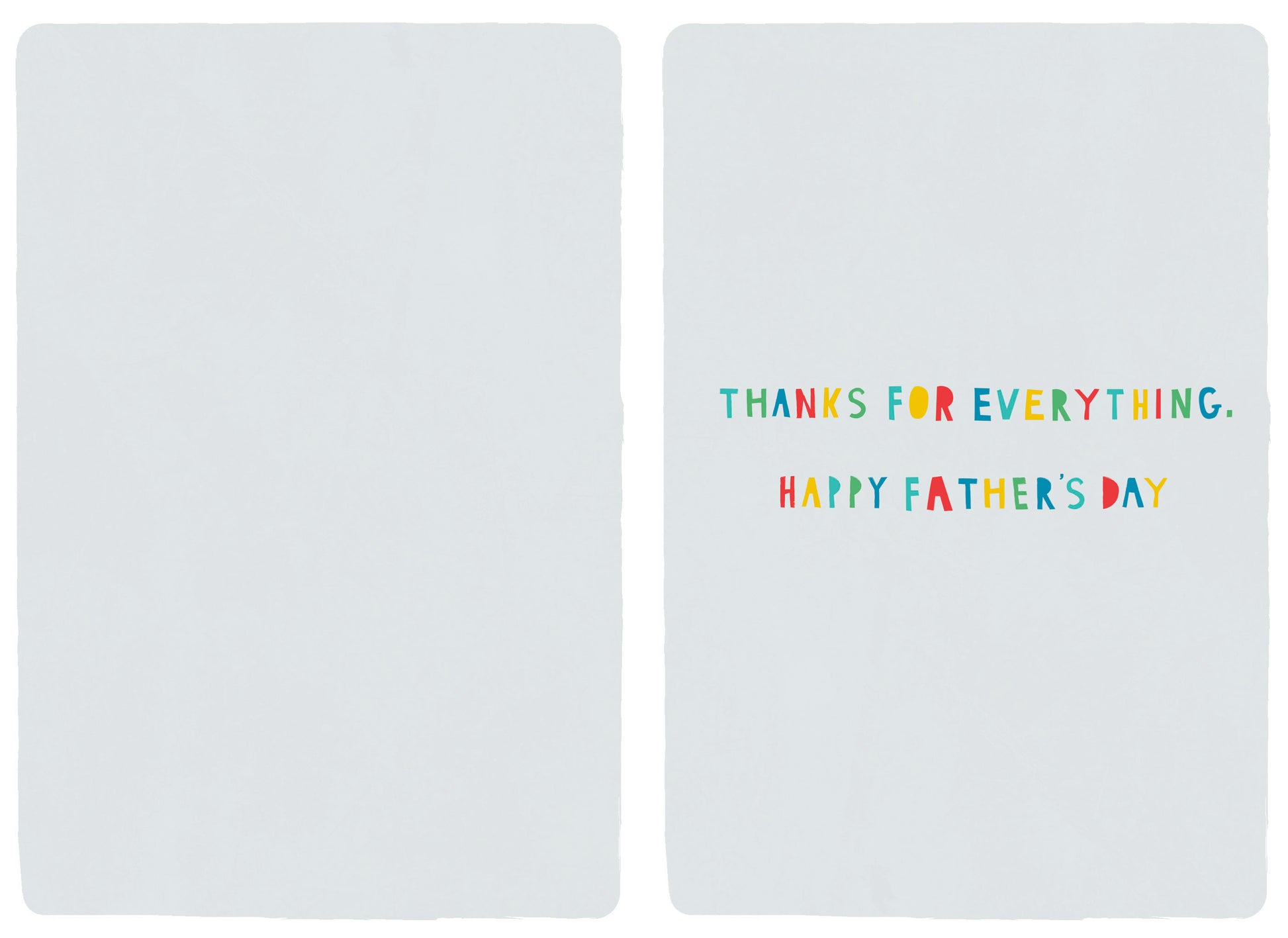 Hallmark Father's Day Card - Rainbow Acceptance, colourful text design, flat lay view showing front and back covers.